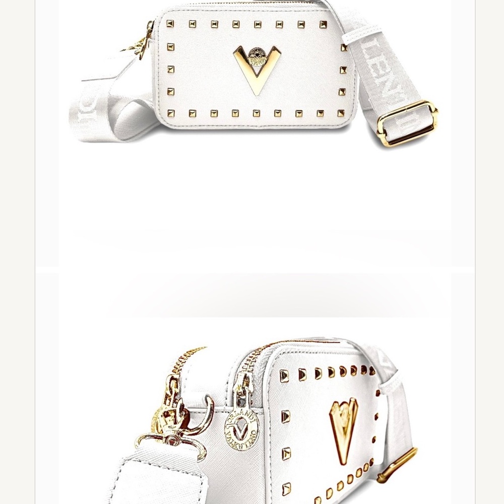White and Gold Studded Women's Bag